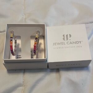 Bomb Party Jewel Candy - The Iris Pink and Orange Hoop Earrings